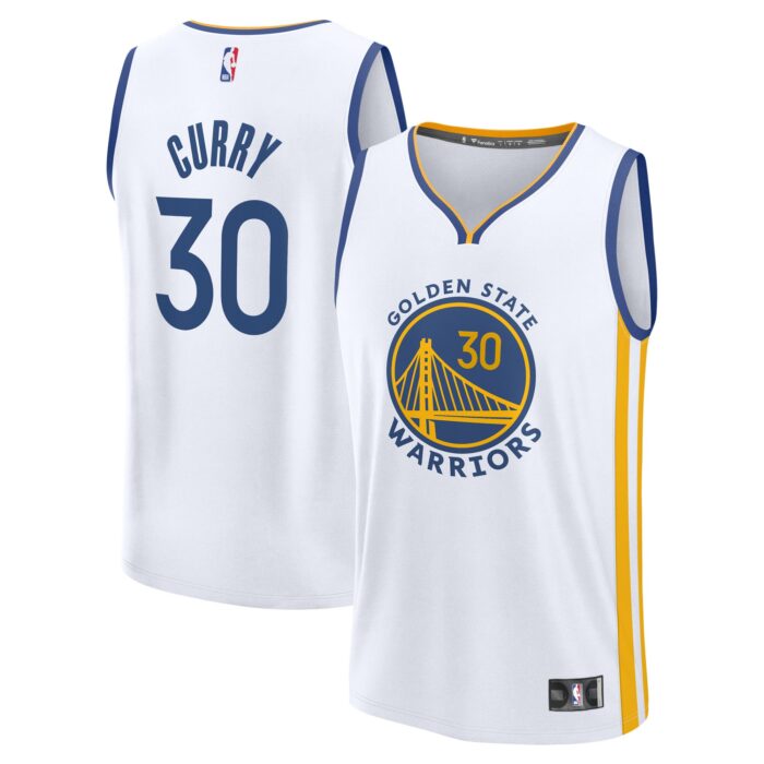 Youth Golden State Warriors Stephen Curry Fanatics White Fast Break Replica Player Jersey – Association Edition