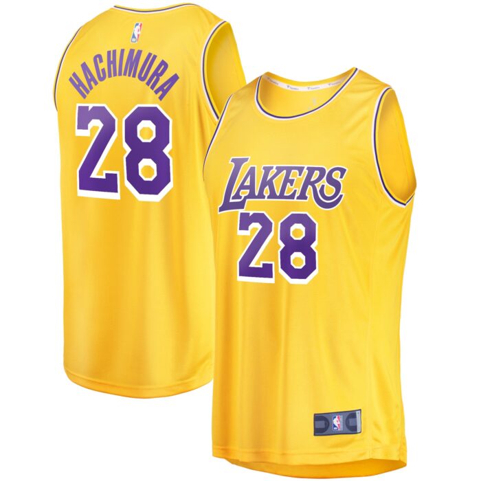 Men’s Los Angeles Lakers Rui Hachimura Fanatics Gold Fast Break Player Jersey – Icon Edition