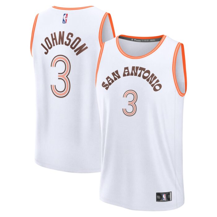 Men’s San Antonio Spurs Keldon Johnson Fanatics White Fast Break Jersey – City Edition