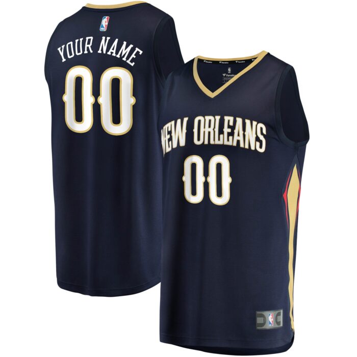 Men’s New Orleans Pelicans Fanatics Navy Fast Break Custom Replica Jersey – Icon Edition
