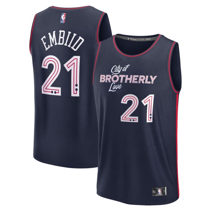 Men’s Philadelphia 76ers Joel Embiid Fanatics Navy Fast Break Jersey – City Edition