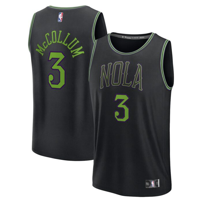 Men’s New Orleans Pelicans CJ McCollum Fanatics Black Fast Break Jersey – City Edition
