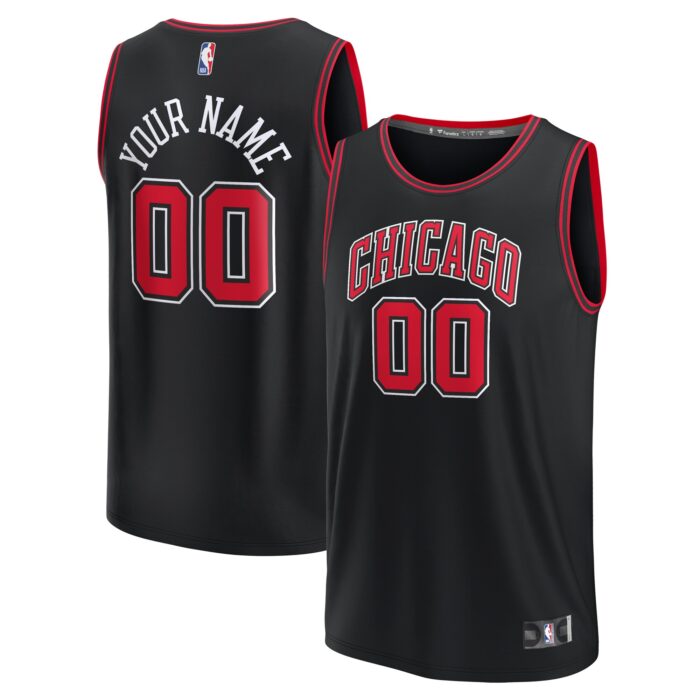 Youth Chicago Bulls Fanatics Black Fast Break Replica Custom Jersey – Statement Edition