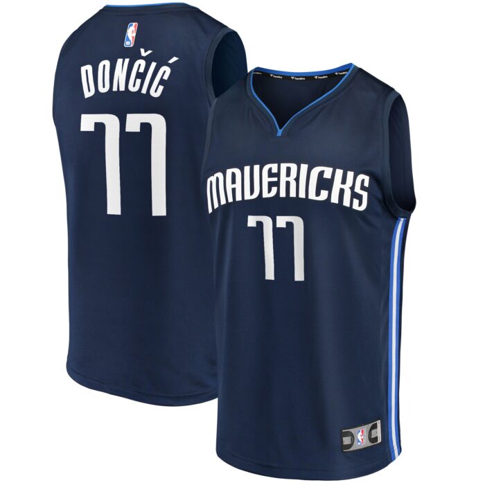 Men’s Dallas Mavericks Luka Doncic Fanatics Navy Fast Break Team Replica Jersey – Statement Edition