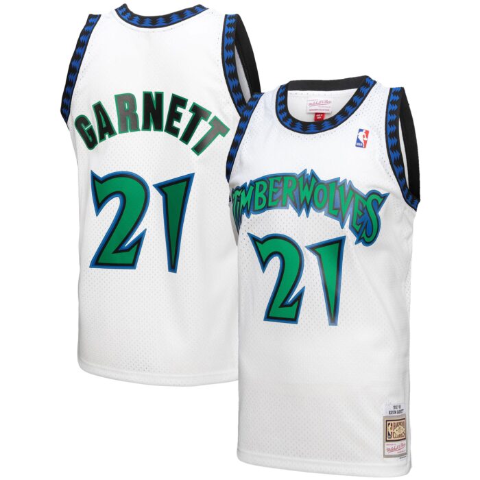 Men’s Minnesota Timberwolves Kevin Garnett Mitchell & Ness White 1997-98 Hardwood Classics Reload 3.0 Swingman Jersey