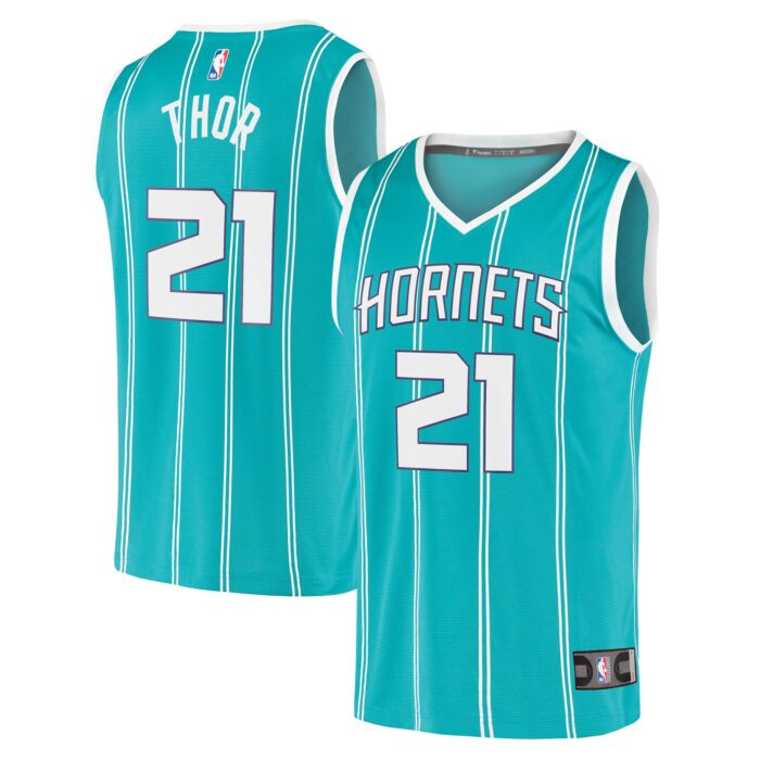 Men’s Charlotte Hornets JT Thor Fanatics Teal Fast Break Replica Jersey – Icon Edition