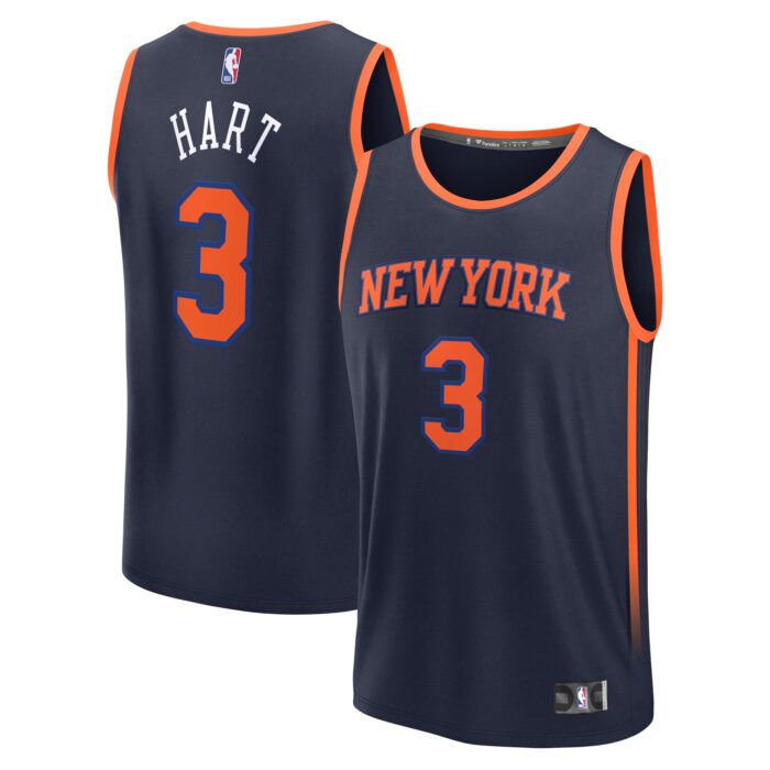 Men’s New York Knicks Josh Hart Fanatics Navy Fast Break Replica Player Jersey – Statement Edition