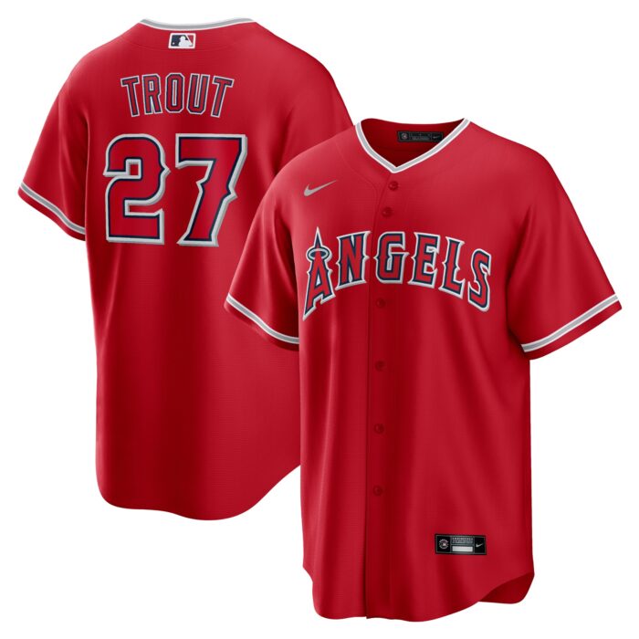 Men’s Los Angeles Angels Mike Trout Nike Red Alternate Replica Player Name Jersey