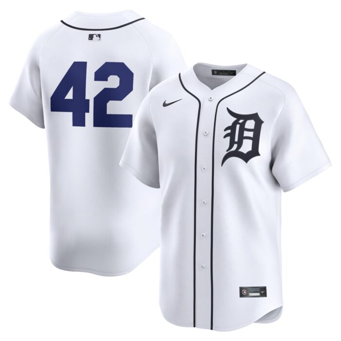 Men’s Detroit Tigers Nike White 2024 Jackie Robinson Day Home Limited Jersey