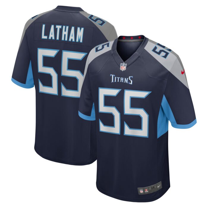 Men’s Tennessee Titans JC Latham Nike Navy 2024 NFL Draft First Round Pick Player Game Jersey