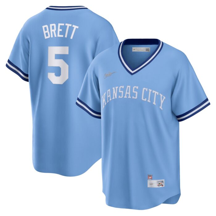 Men’s Kansas City Royals George Brett Nike Light Blue Road Cooperstown Collection Player Jersey
