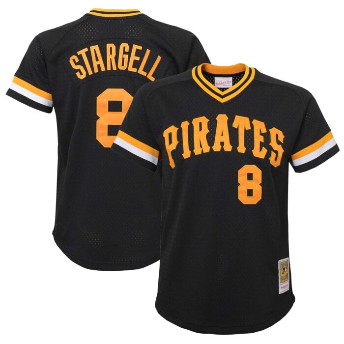 Youth Pittsburgh Pirates Willie Stargell Mitchell & Ness Black Cooperstown Collection Mesh Batting Practice Jersey