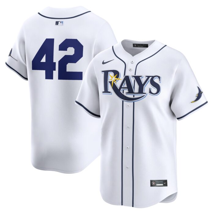 Men’s Tampa Bay Rays Nike White 2024 Jackie Robinson Day Home Limited Jersey