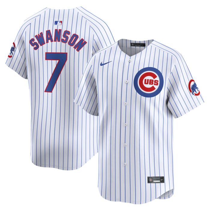 Men’s Chicago Cubs Dansby Swanson Nike White Home Limited Player Jersey