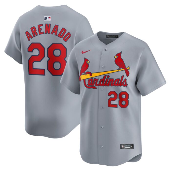 Men’s St. Louis Cardinals Nolan Arenado Nike Gray Away Limited Player Jersey