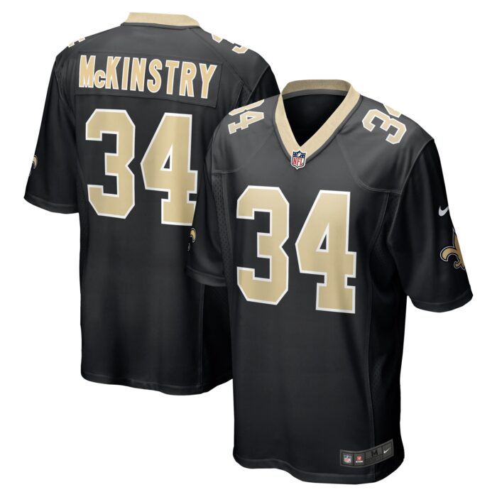 Men’s New Orleans Saints Ga’Quincy McKinstry Nike Black 2024 NFL Draft Player Game Jersey