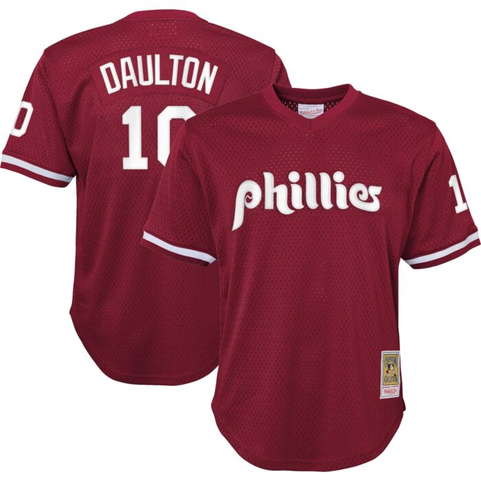 Youth Philadelphia Phillies Darren Daulton Mitchell & Ness Burgundy Cooperstown Collection Mesh Batting Practice Jersey