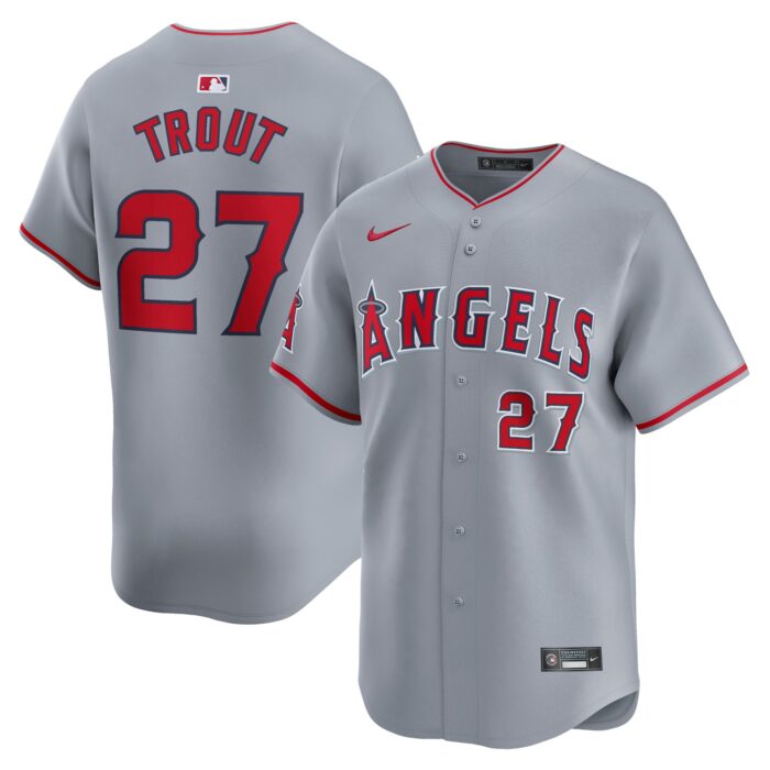 Men’s Los Angeles Angels Mike Trout Nike Gray Away Limited Player Jersey