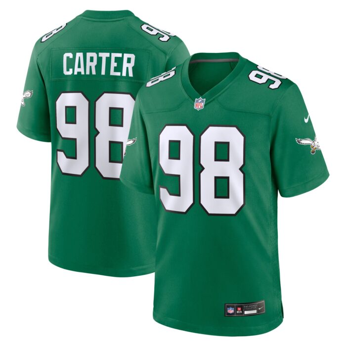 Men’s Philadelphia Eagles Jalen Carter Nike Kelly Green Alternate Game Jersey