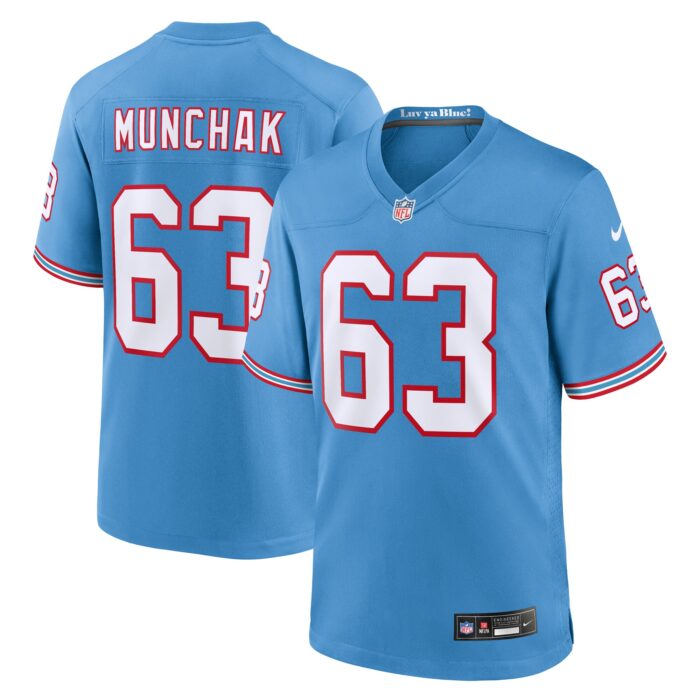 Men’s Tennessee Titans Mike Munchak Nike Light Blue Oilers Throwback Retired Player Game Jersey