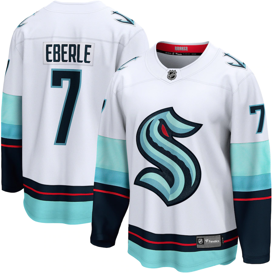 Men's Seattle Kraken 7 Jordan Eberle White Away Premier Breakaway Player Jersey