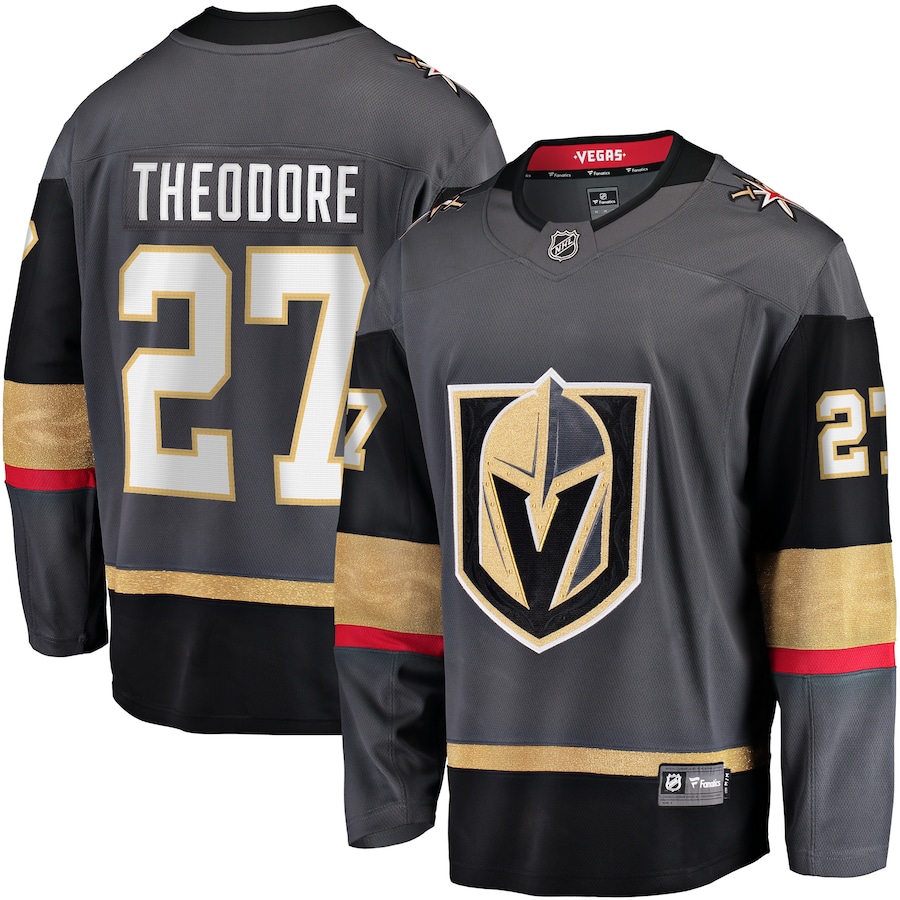 Men's Vegas Golden Knights 27 Shea Theodore Gray Home Premier Breakaway Player Jersey