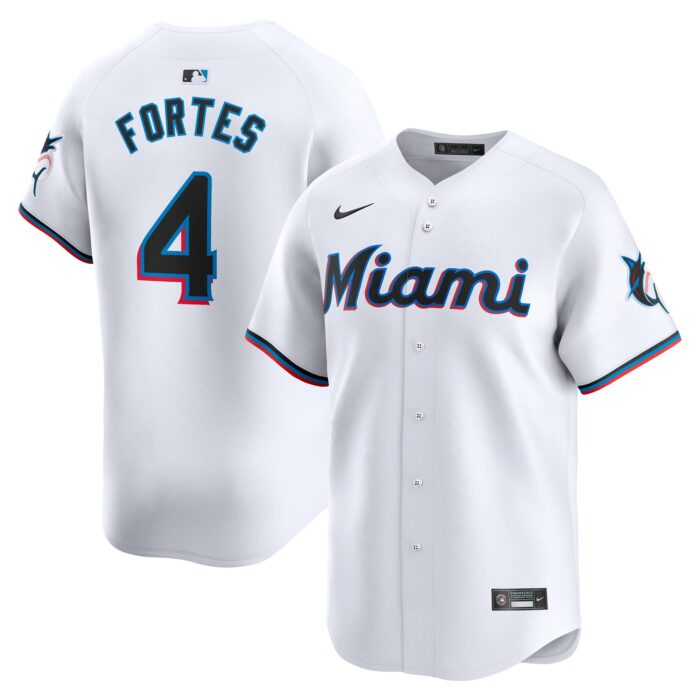 Men’s Miami Marlins Nick Fortes Nike White Home Limited Player Jersey