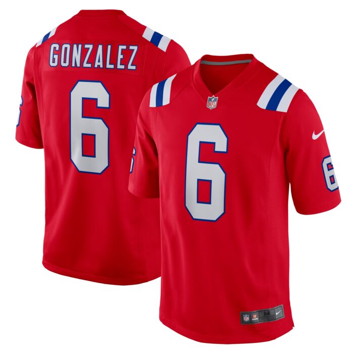Men’s New England Patriots Christian Gonzalez Nike Red Alternate Team Game Jersey
