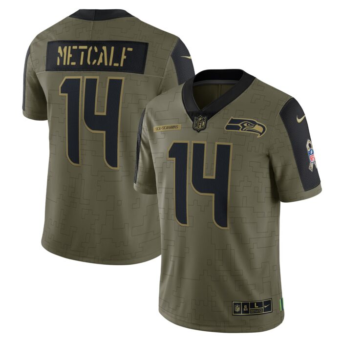 Men’s Seattle Seahawks DK Metcalf Nike Olive Salute To Service Limited Player Jersey