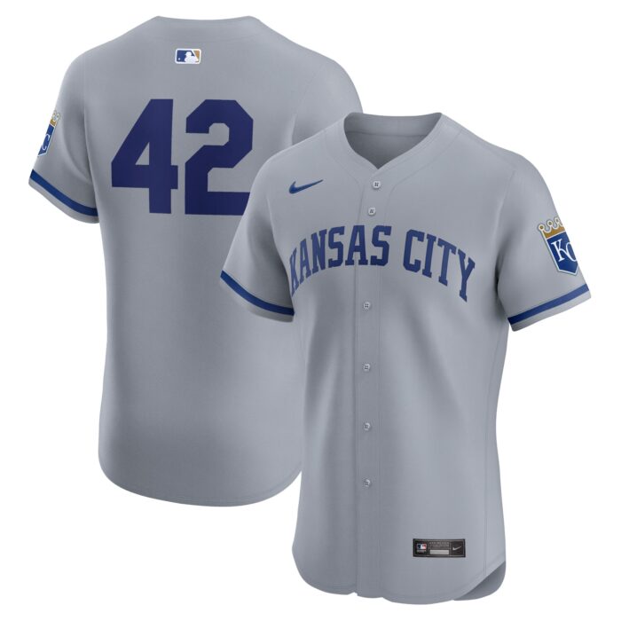 Men’s Kansas City Royals Nike Gray Road 2024 Jackie Robinson Day Elite Jersey