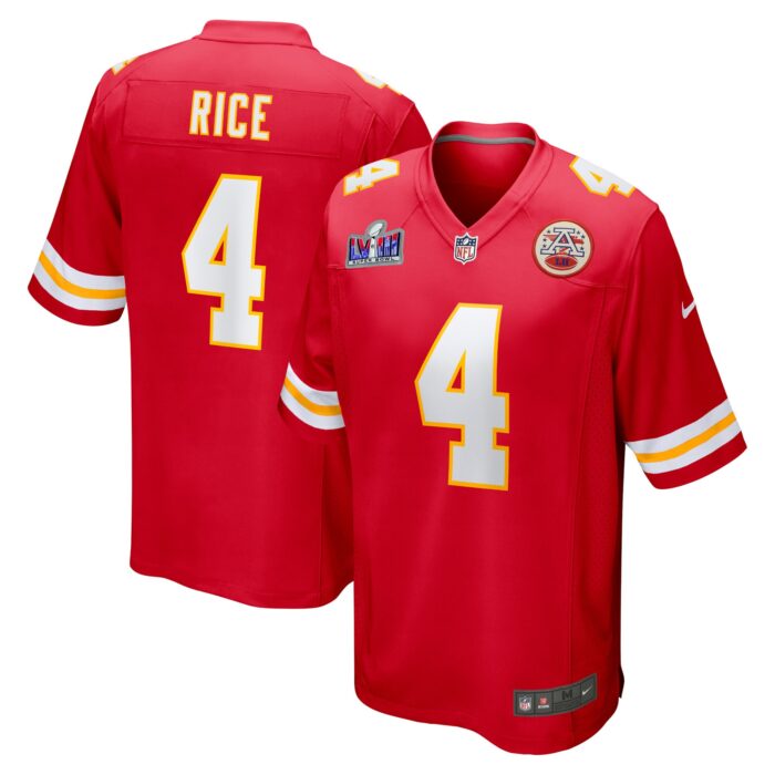 Men’s Kansas City Chiefs Rashee Rice Nike Red Super Bowl LVIII Game Jersey