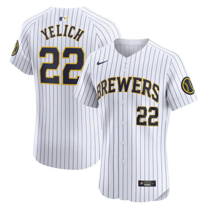 Men’s Milwaukee Brewers Christian Yelich Nike White Alternate Alternate Elite Player Jersey