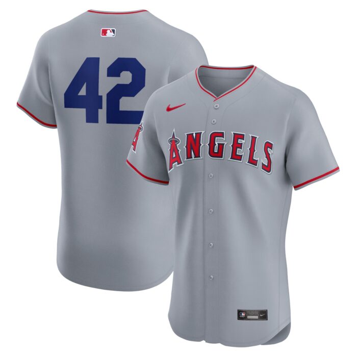 Men’s Los Angeles Angels Nike Gray Road 2024 Jackie Robinson Day Elite Jersey