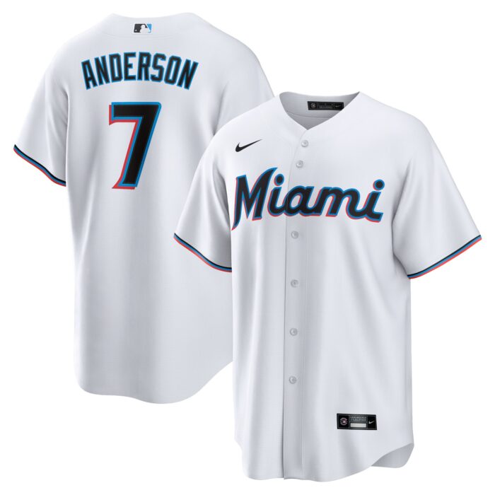 Men’s Miami Marlins Tim Anderson Nike White Home Replica Player Jersey