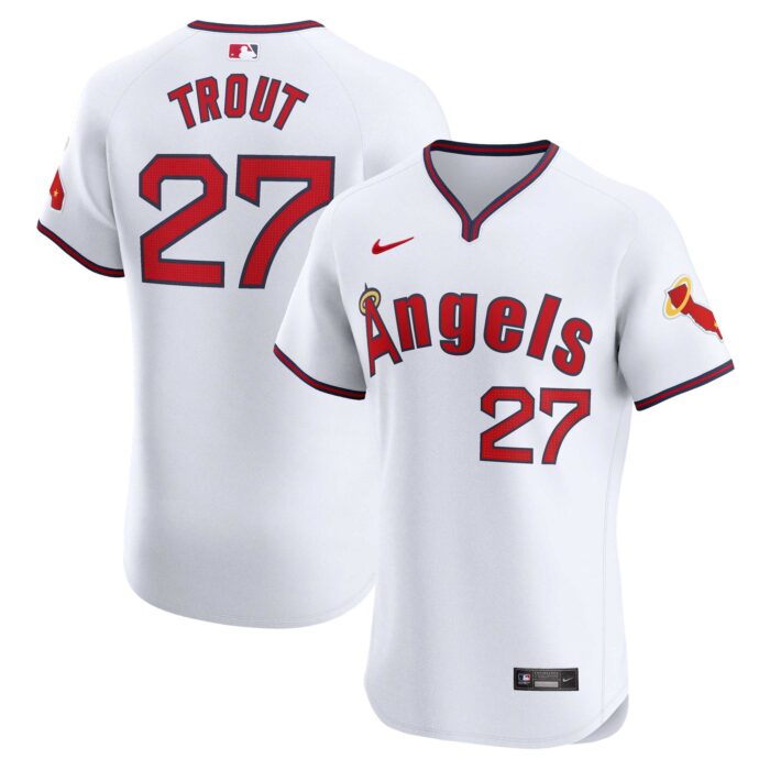 Men’s Los Angeles Angels Mike Trout Nike White Alternate Elite Player Jersey