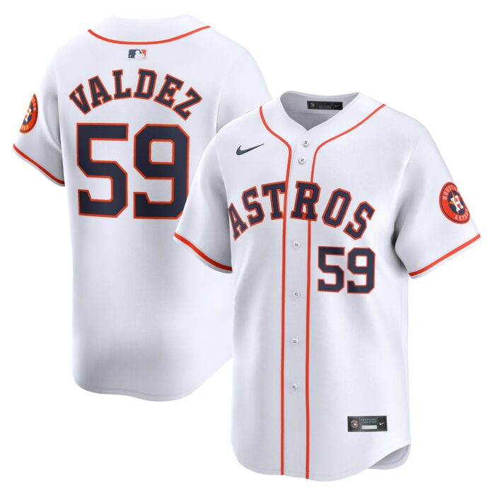 Men’s Houston Astros Framber Valdez Nike White Home Limited Player Jersey