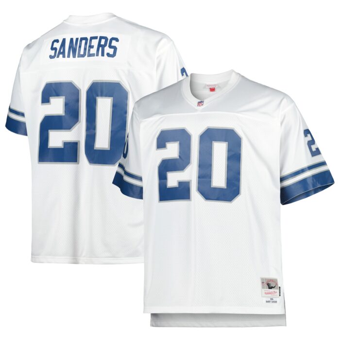 Men’s Detroit Lions Barry Sanders Mitchell & Ness White Big & Tall 1996 Retired Player Replica Jersey