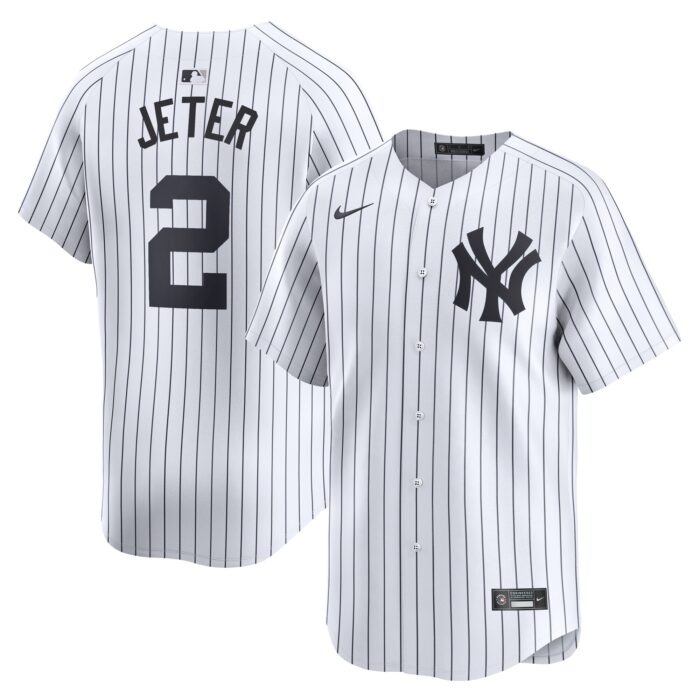 Men’s New York Yankees Derek Jeter Nike White Home Limited Player Jersey