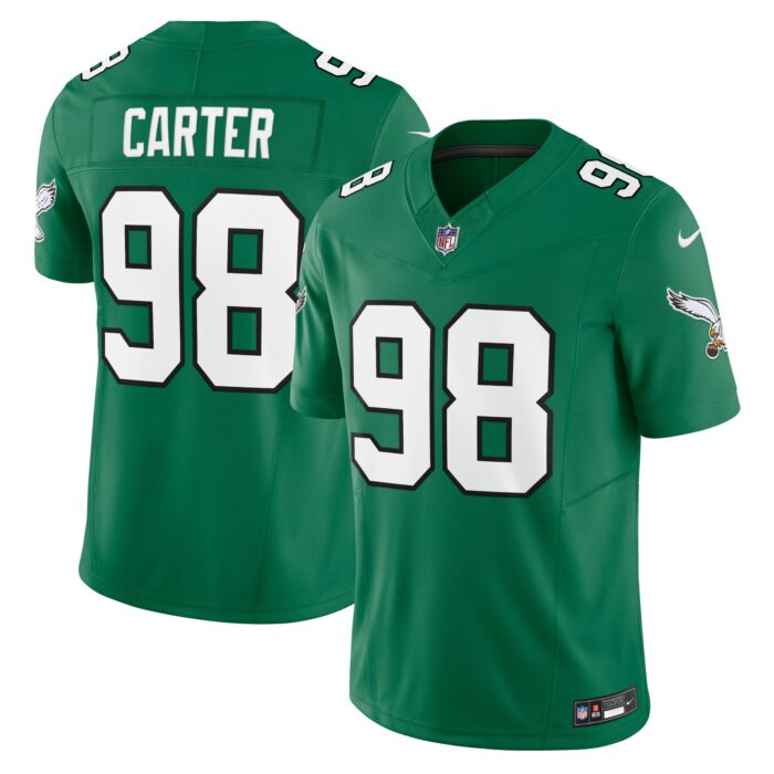 Men’s Philadelphia Eagles Jalen Carter Nike Kelly Green Alternate Vapor F.U.S.E. Limited Jersey