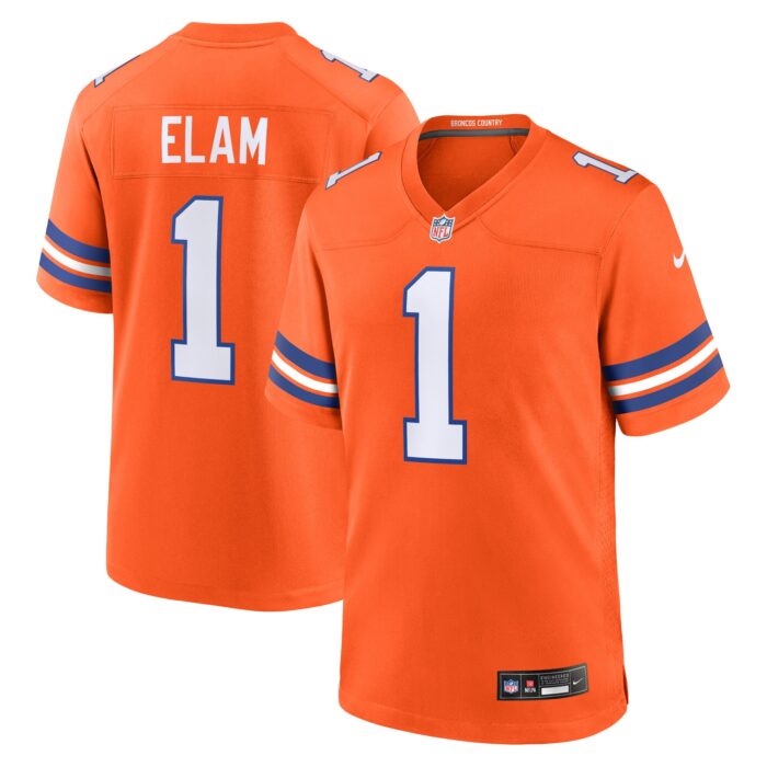 Men’s Denver Broncos Jason Elam Nike Orange Mile High Collection 1977 Throwback Retired Player Game Jersey