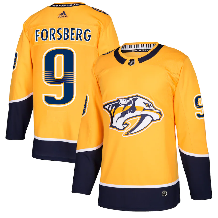 Men's Nashville Predators 9 Filip Forsberg adidas Gold Authentic Player Jersey