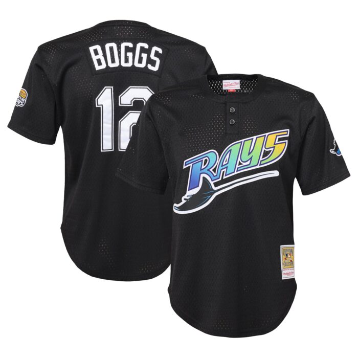 Youth Tampa Bay Rays Wade Boggs Mitchell & Ness Black Cooperstown Collection Mesh Batting Practice Jersey