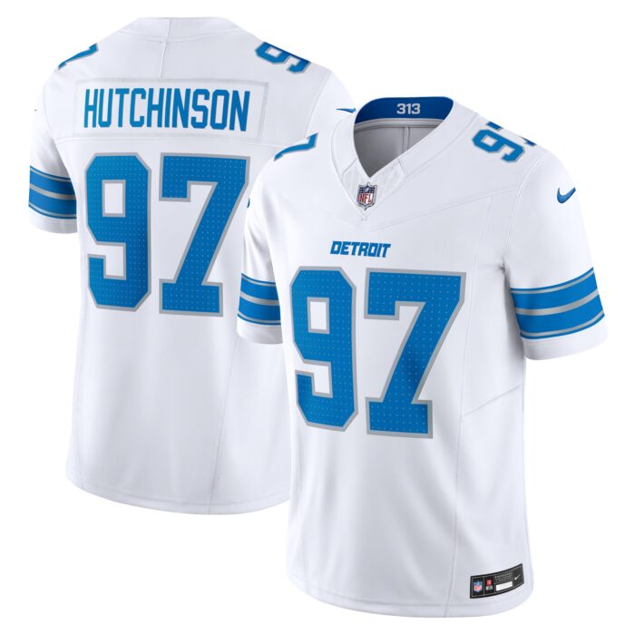Men’s Detroit Lions Aidan Hutchinson Nike White Vapor F.U.S.E. Limited Jersey