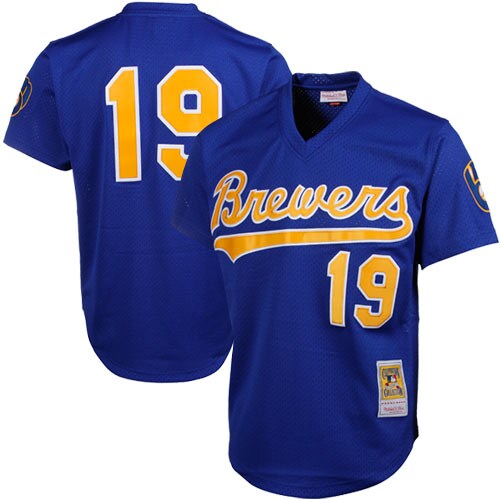 Men’s Milwaukee Brewers Robin Yount Mitchell & Ness Royal Cooperstown Mesh Batting Practice Jersey
