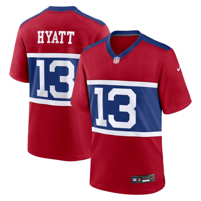 Men’s New York Giants Jalin Hyatt Nike Century Red Alternate Player Game Jersey