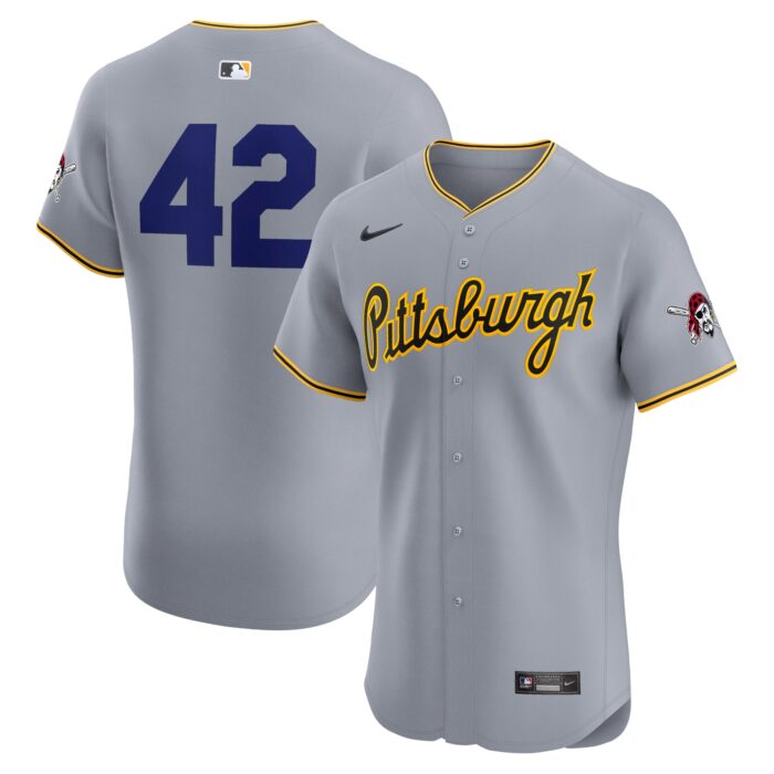 Men’s Pittsburgh Pirates Nike Gray Road 2024 Jackie Robinson Day Elite Jersey
