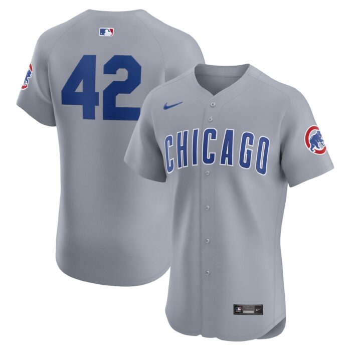 Men’s Chicago Cubs Nike Gray Road 2024 Jackie Robinson Day Elite Jersey