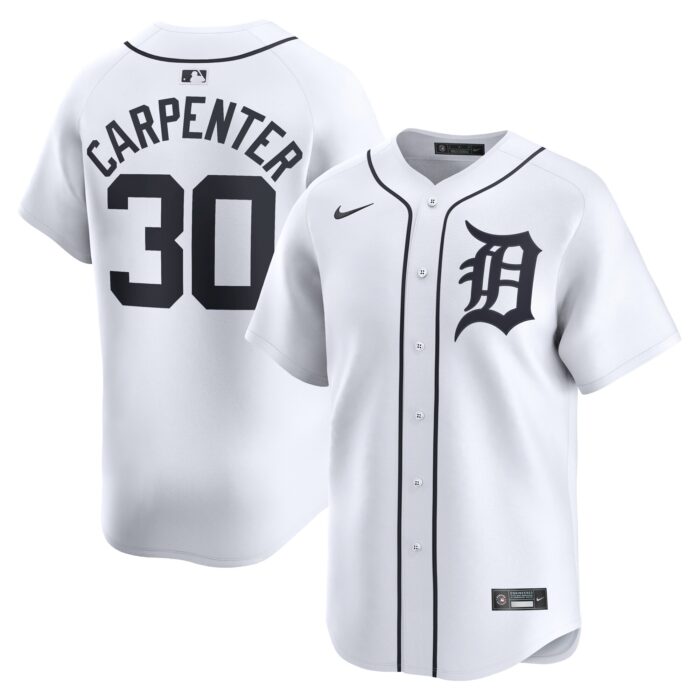 Men’s Detroit Tigers Kerry Carpenter Nike White Home Limited Player Jersey