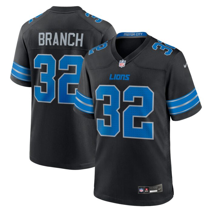 Men’s Detroit Lions Brian Branch Nike Black 2nd Alternate Game Jersey