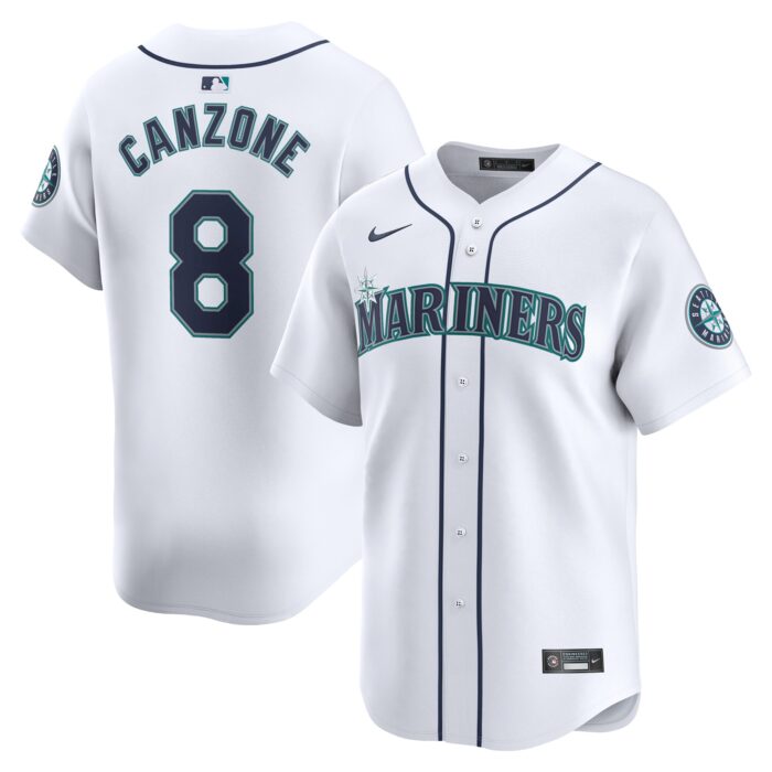 Men’s Seattle Mariners Dominic Canzone Nike White Home Limited Player Jersey